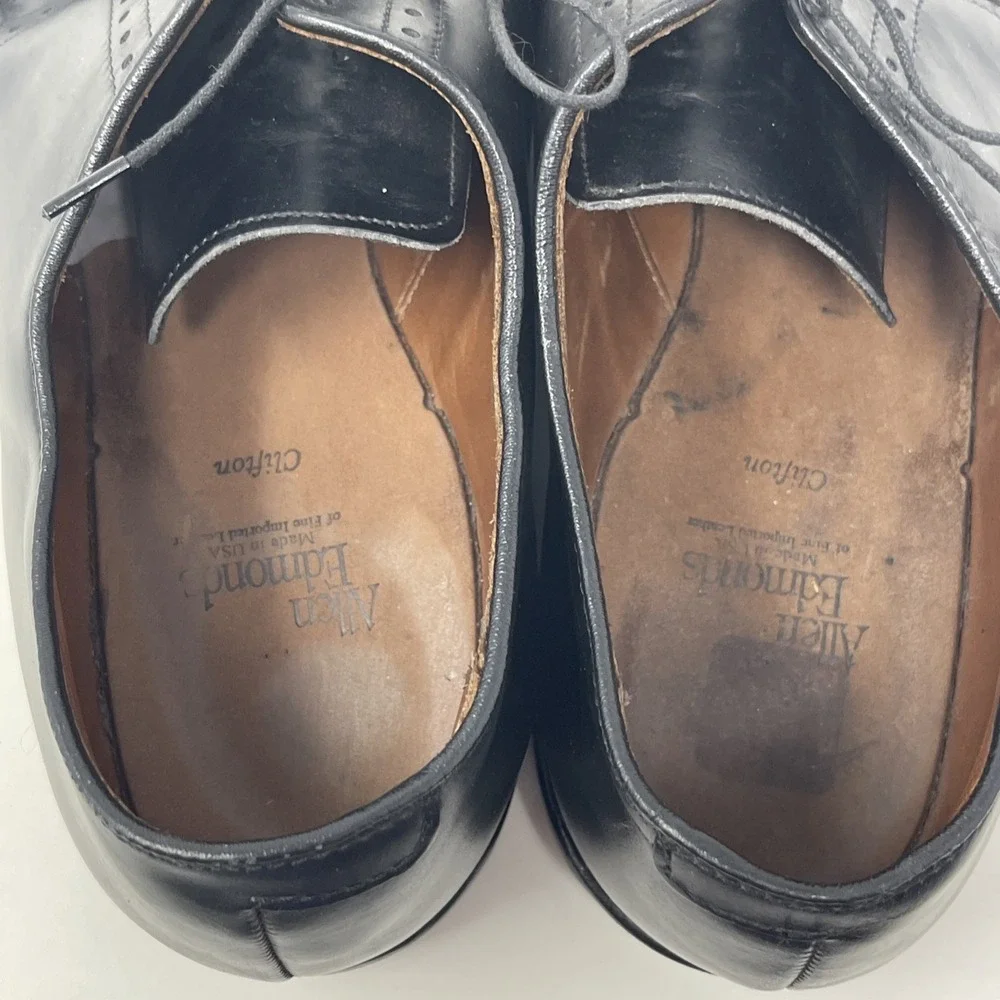Allen Edmonds Clifton 3308 Black Leather Cap Toe Oxford Dress Shoes Mens 12